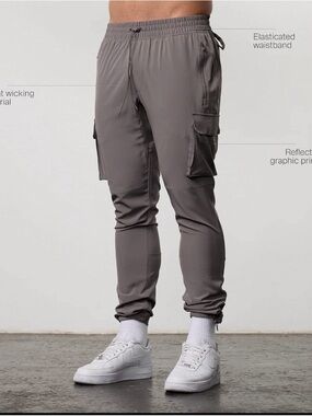 LRT GREY PERFORMANCE TAPERED CARGO PANTS